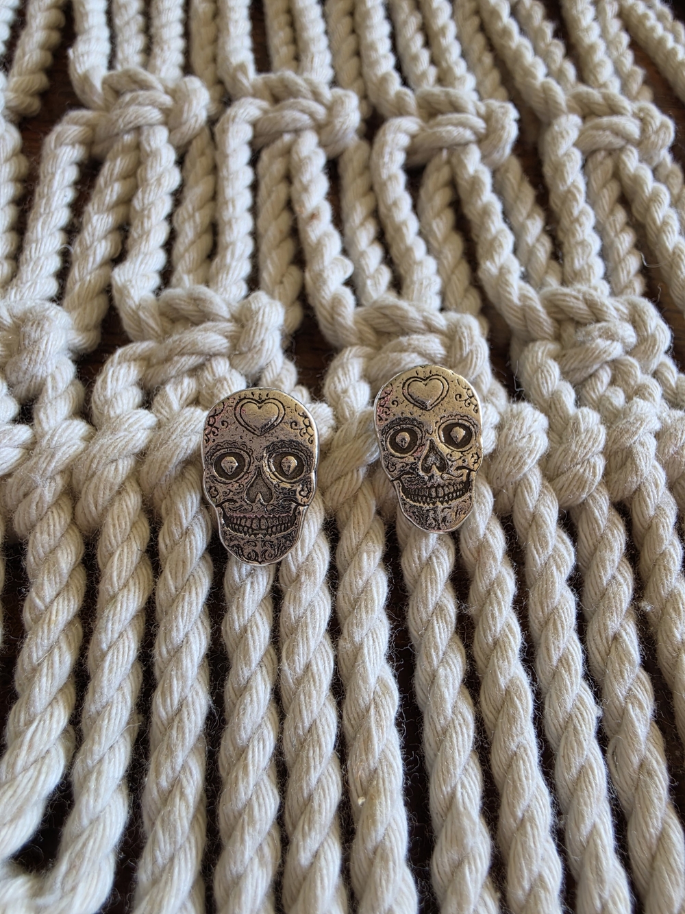 Silver Skull Stud Earrings - Women Jewelry